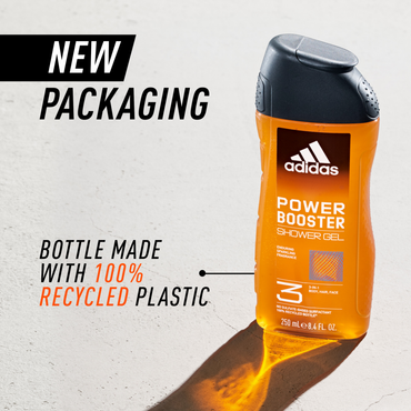 Adidas, Power Booster Gel Doccia Bagnoschiuma 3 in 1 per Corpo, Capelli e Viso, 250ml