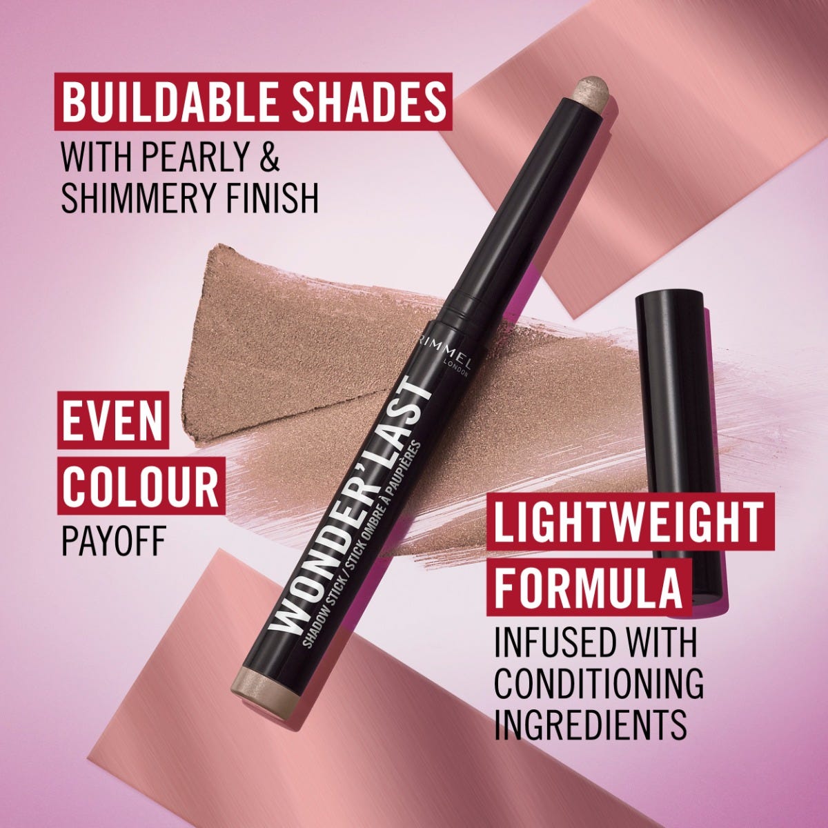Rimmel Wonder'Last, 008 Galactic Green, Ombretto in stick, Colore vibrante e d’impatto, Facile da applicare, Texture confortevole, Formula ultra-cremosa, Formula Vegana, 1,64 g