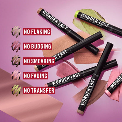 Rimmel Wonder'Last, 008 Galactic Green, Ombretto in stick, Colore vibrante e d’impatto, Facile da applicare, Texture confortevole, Formula ultra-cremosa, Formula Vegana, 1,64 g