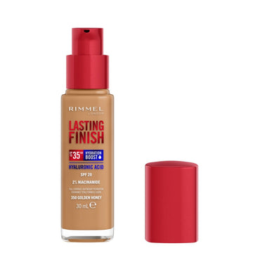 Rimmel London, Lasting Finish 35H, 350 Golden Honey, fondotinta, lunga tenuta, idratante, formula vegana, alta coprenza, 30ml