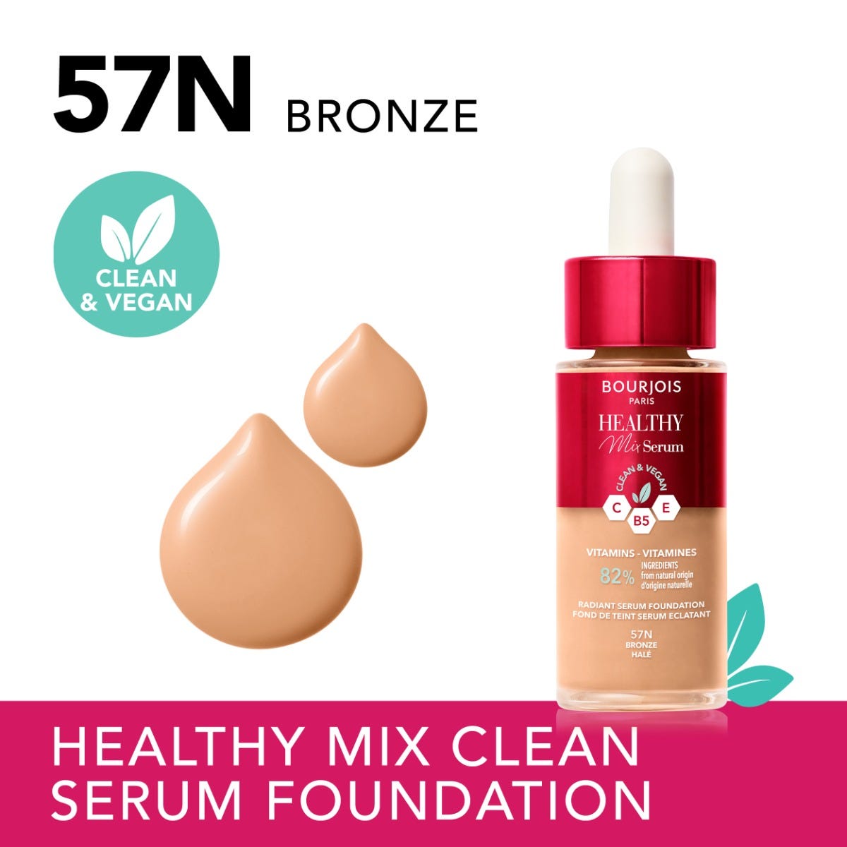 Bourjois Healthy Mix Serum Foundation- #55N Deep Beige, 30 ml