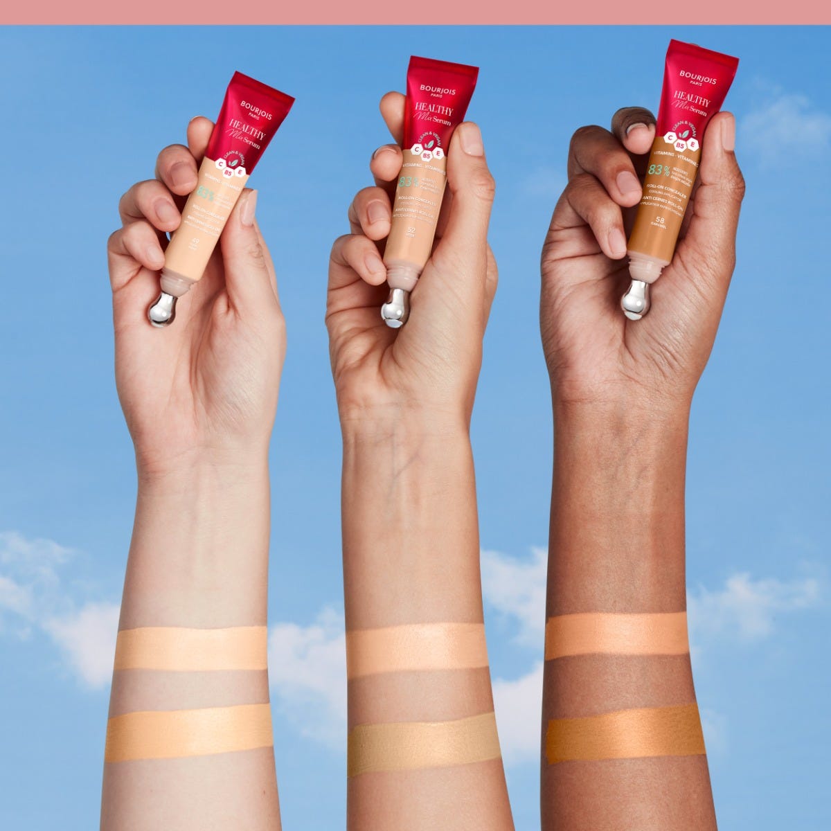 Bourjois Healthy Mix 2-in-1 Correttore in siero, Leviga nel tempo rughe e segni d’espressione, Rinfresca la zona del contorno occhi, con Caffeina, Vitamine C, E e B5, Vegano, Applicatore rinfrescante, Sun Bronze, 11 ml