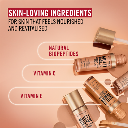 Rimmel Multi-Tasker Better Than Filters, 007 Deep, Primer Viso, Glow Booster e Illuminante, Formula Vegana, Leggera, Antietà, con Pigmenti che Riflettono la Luce, Maxi Applicatore Soft-Touch, 30ml (1oz)