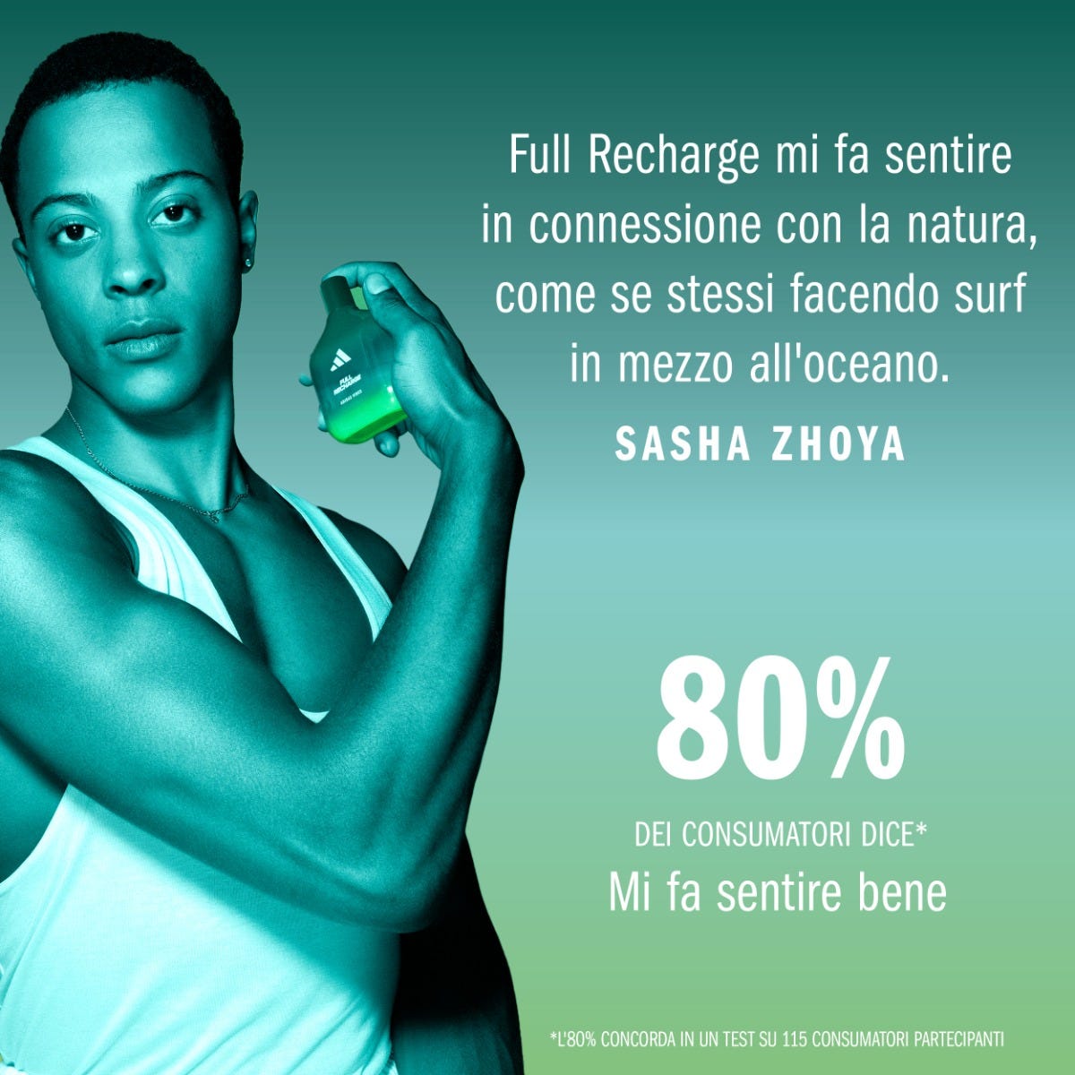 Adidas Vibes Full Recharge Eau de Parfum,  Foglia di Cedro e Salvia Sclarea 100 ml