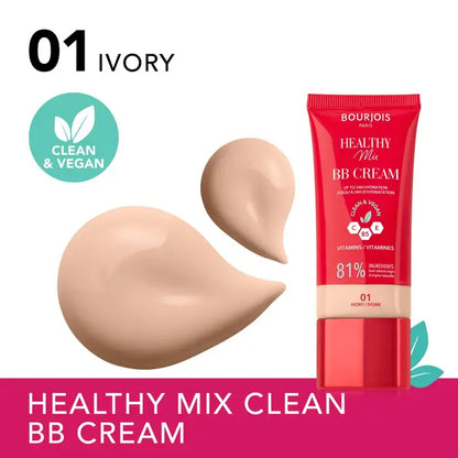 Bourjois Healthy Mix 01 Ivory BB Cream Copertura e idratazione per tutto il giorno Vitamina C E e B5 Formula vegana e clean 30ml