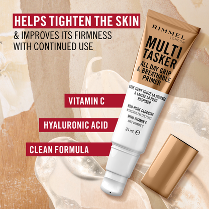 Rimmel Multi-Tasker All Day Grip & Breathable, Trasparente, Primer, Leggero, Traspirante, Texture in gel, Prepara la pelle, Formula vegana, 24 ml
