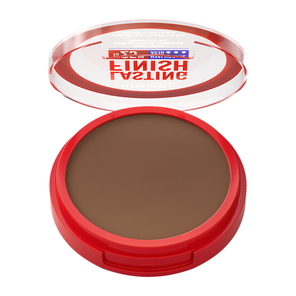 Rimmel Lasting Finish, 15 Warm Coconut, Fondotinta Compatto, Finish Soft-Focus, Finish opaco, Coprenza totale, SPF20, Formula vegana, 7 g