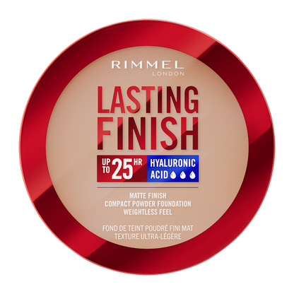 Rimmel Lasting Finish, 005 Ivory, Fondotinta Compatto, Finish Soft-Focus, Finish opaco, Coprenza totale, SPF20, Formula vegana, 7 g