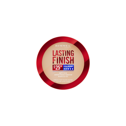 Rimmel Lasting Finish, 003 Sesame, Fondotinta Compatto, Finish Soft-Focus, Finish opaco, Coprenza totale, SPF20, Formula vegana, 7 g