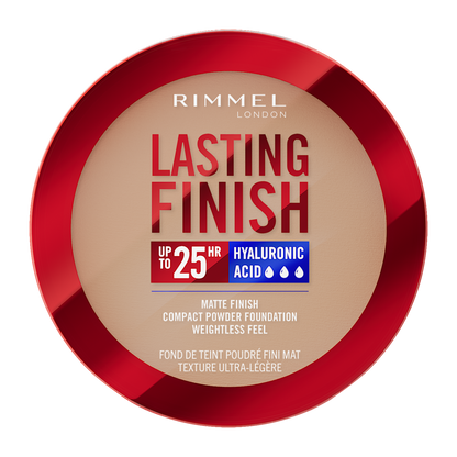 Rimmel Lasting Finish, 007 Golden Beige, Fondotinta Compatto, Finish Soft-Focus, Finish opaco, Coprenza totale, SPF20, Formula vegana, 7 g
