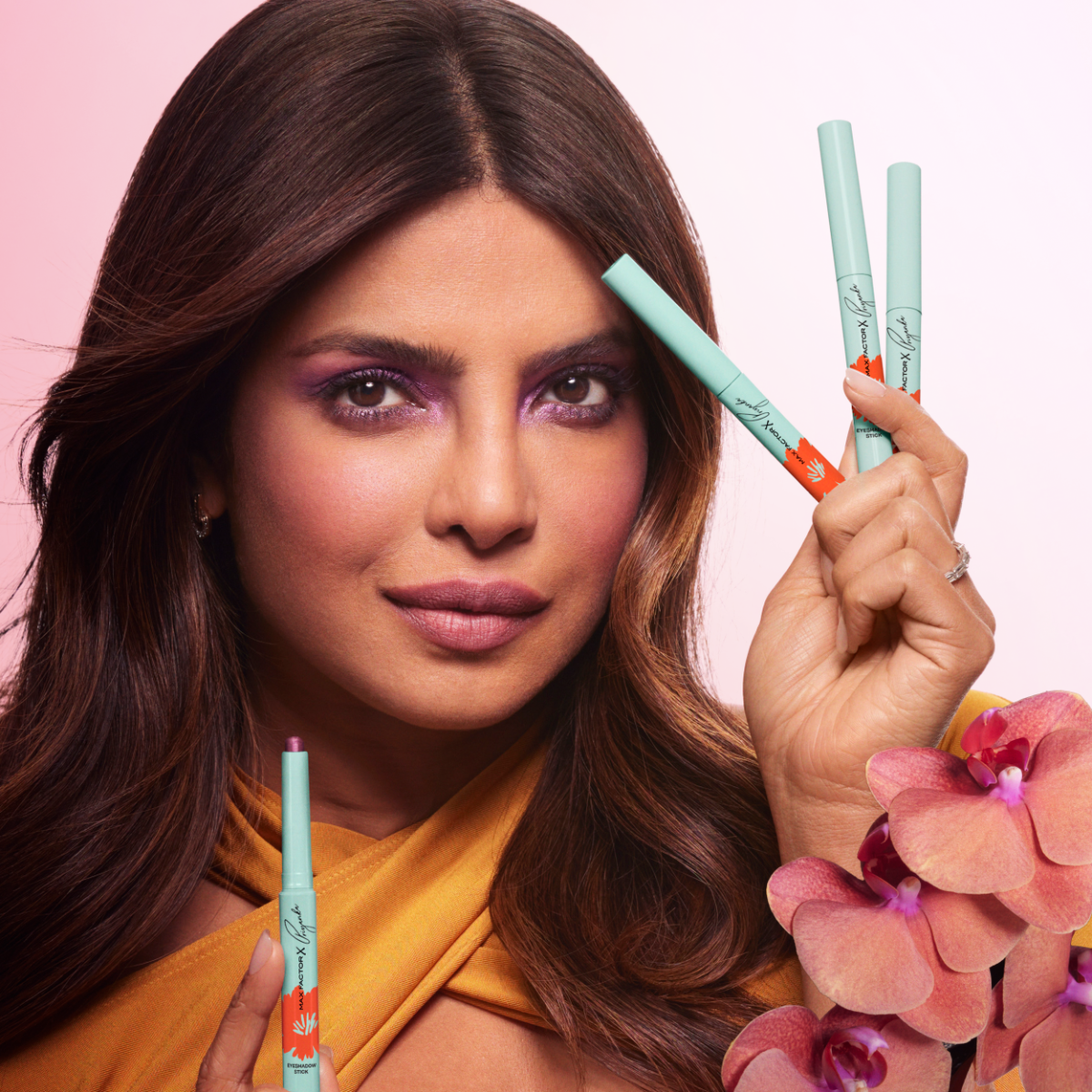 Max Factor X Priyanka Chopra Jonas Ombretto in stick, 005, Roaring Rose, Formula vegana, A lunga durata, Ultra pigmentato, Texture cremosa