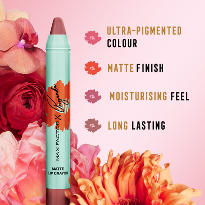 Max Factor X Priyanka Chopra Jonas Matita Stick Labbra, 004, Orange Grace, Finish matte, Effetto idratante, A lunga durata