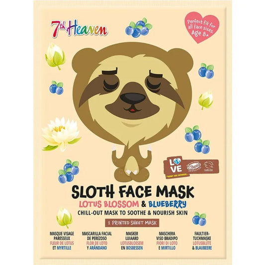 7th Heaven Maschera Viso Tessuto Stampa Bradipo Bambini 6 Anni+