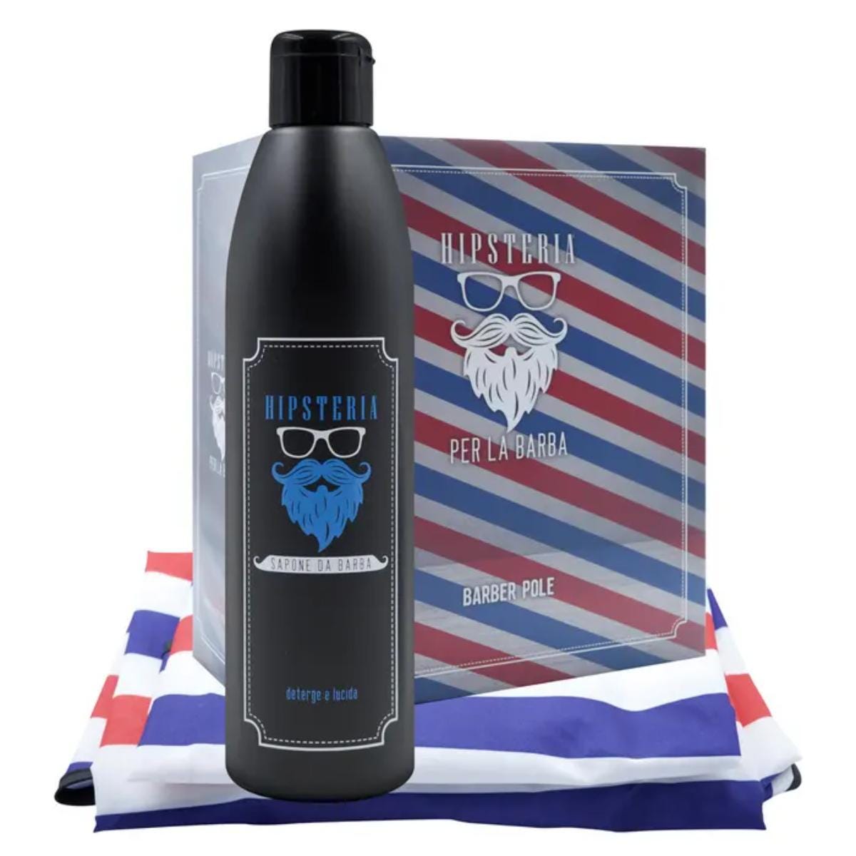 Hipsteria Per La Barba Cofanetto Sapone Barba e Baffi 250ml + Mantellina American Barber