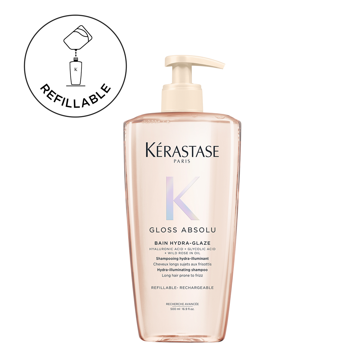 Kérastase Gloss Absolu Bain Ricaricabile Hydra-glaze per capelli tendenti al crespo 500ml