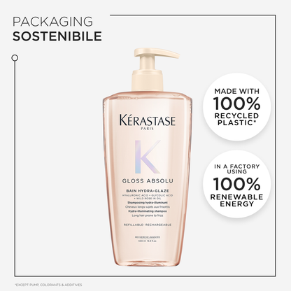 Kérastase Gloss Absolu Bain Ricaricabile Hydra-glaze per capelli tendenti al crespo 500ml